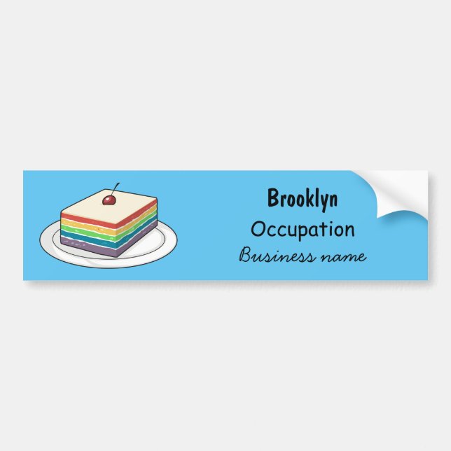 Rainbow cake cartoon illustration bumper sticker (Front)