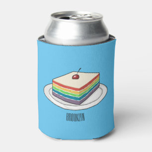 Rainbow cake cartoon illustration can cooler