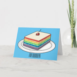 Rainbow cake cartoon illustration  card