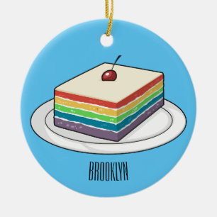 Rainbow cake cartoon illustration  ceramic tree decoration