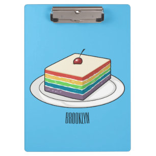 Rainbow cake cartoon illustration clipboard