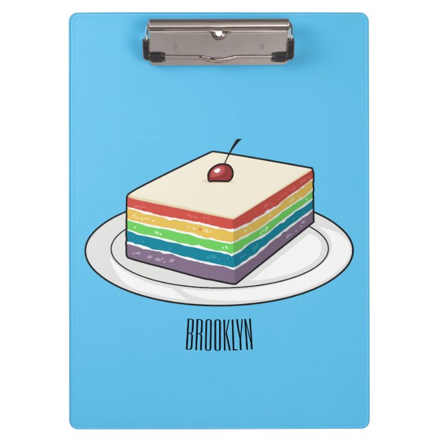 Rainbow cake cartoon illustration  clipboard (Front)