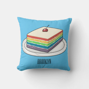 Rainbow cake cartoon illustration  cushion
