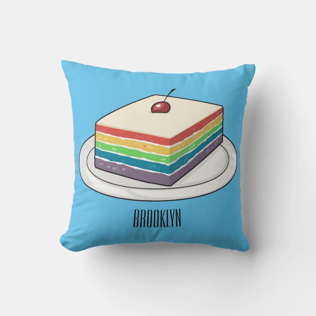 Rainbow cake cartoon illustration  cushion (Front)