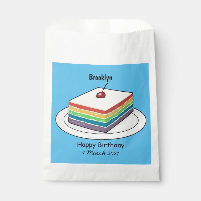 Rainbow cake cartoon illustration favour bags (Front)