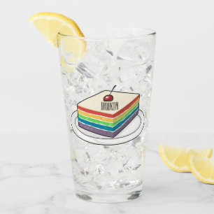 Rainbow cake cartoon illustration  glass