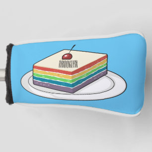 Rainbow cake cartoon illustration  golf head cover