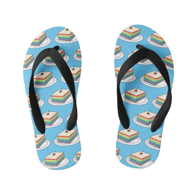 Rainbow cake cartoon illustration  kid's flip flops (Footbed)