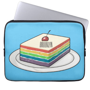 Rainbow cake cartoon illustration laptop sleeve