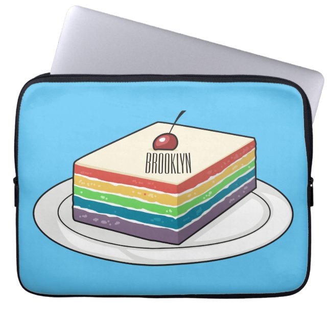 Rainbow cake cartoon illustration  laptop sleeve (Front)