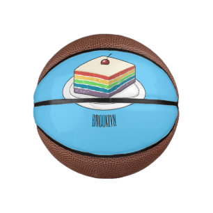 Rainbow cake cartoon illustration  mini basketball