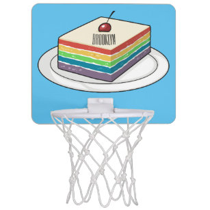 Rainbow cake cartoon illustration  mini basketball hoop