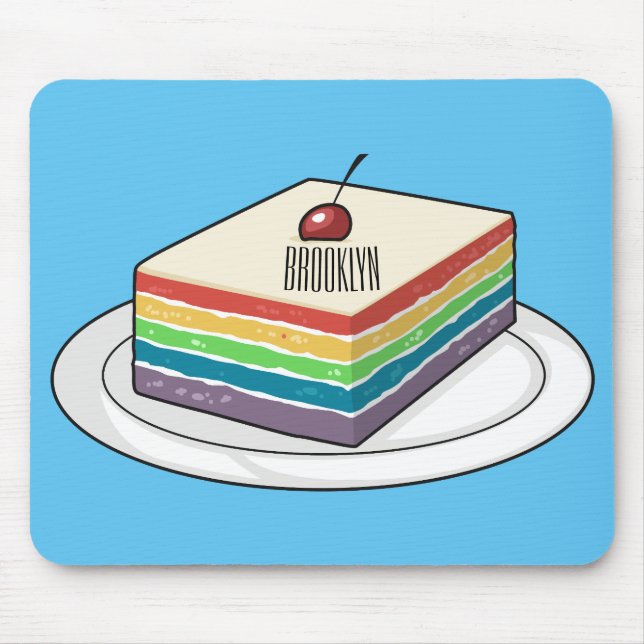 Rainbow cake cartoon illustration  mouse mat (Front)
