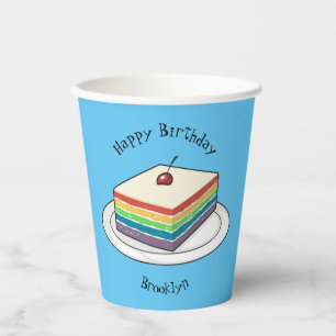 Rainbow cake cartoon illustration paper cups