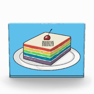Rainbow cake cartoon illustration  photo block