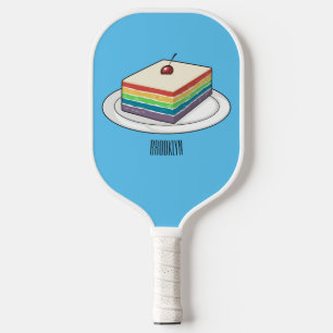Rainbow cake cartoon illustration pickleball paddle
