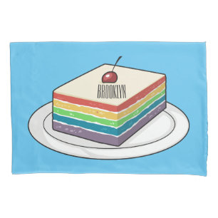 Rainbow cake cartoon illustration pillowcase
