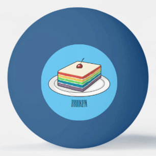 Rainbow cake cartoon illustration  ping pong ball