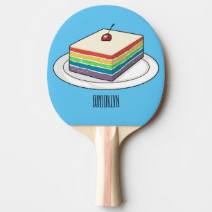 Rainbow cake cartoon illustration ping pong paddle