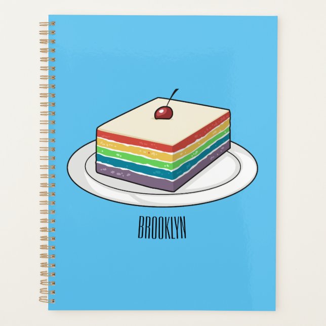 Rainbow cake cartoon illustration  planner (Front)