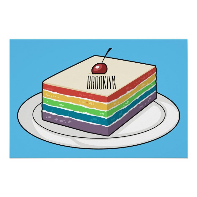 Rainbow cake cartoon illustration  poster (Front)
