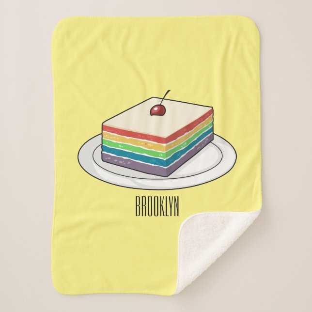 Rainbow cake cartoon illustration sherpa blanket (Front)