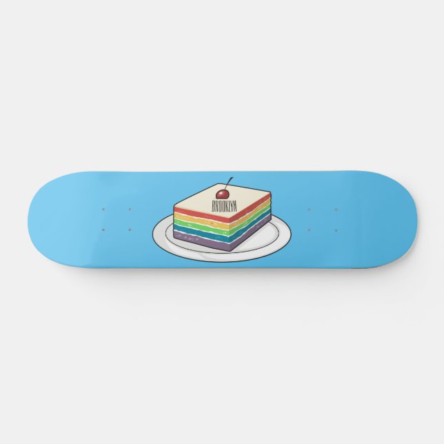 Rainbow cake cartoon illustration  skateboard (Horz)