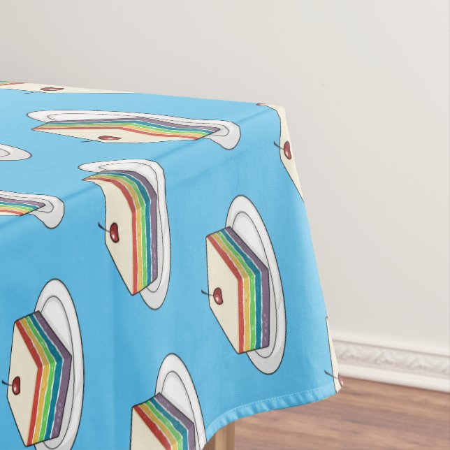 Rainbow cake cartoon illustration  tablecloth (In Situ)