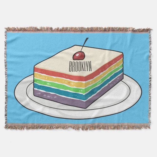 Rainbow cake cartoon illustration  throw blanket (Front)