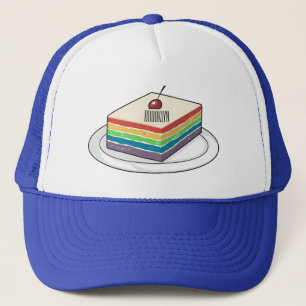 Rainbow cake cartoon illustration  trucker hat