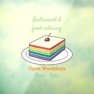 Rainbow cake cartoon illustration window cling