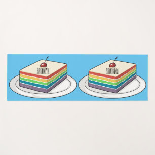 Rainbow cake cartoon illustration yoga mat