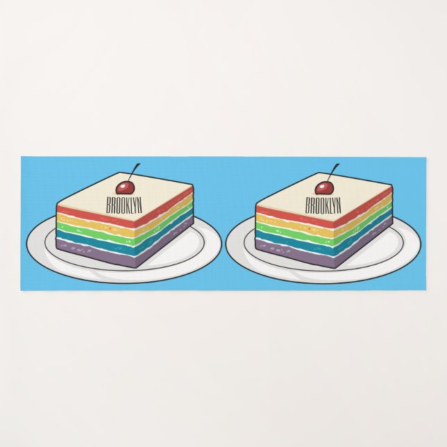 Rainbow cake cartoon illustration  yoga mat (Front (Horizontal))