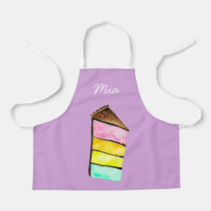 Rainbow cake cute watercolor apron