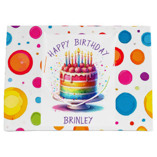 Rainbow Cake Happy Birthday Large Gift Bag
