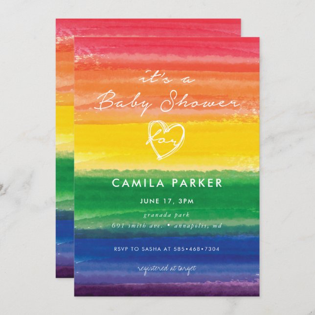 Rainbow cake in Bold Invitation (Front/Back)