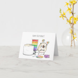 Rainbow Cake pug birthday card