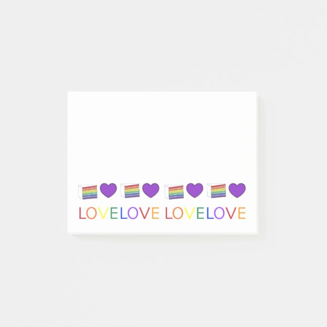 Rainbow Cake Purple Heart LOVE Gay Pride Post Its Post-it Notes (Front)