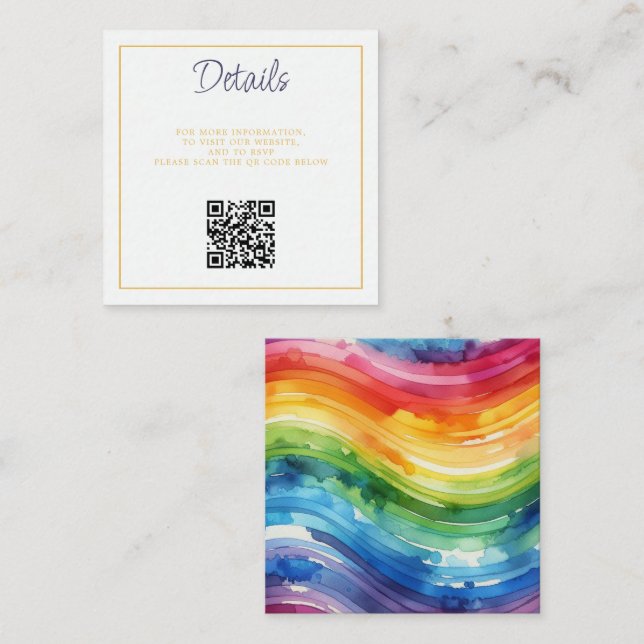 Rainbow Cake QR Code Enclosure Card (Front/Back)