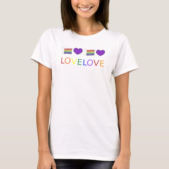 Rainbow Cake Slice Heart Gay Pride LOVE Tee (Front)