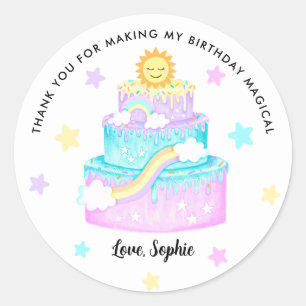 Rainbow Cake Thank You Classic Round Sticker