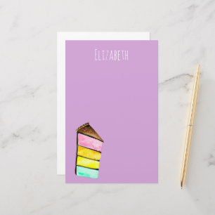 Rainbow Cake watercolor cute Stationery