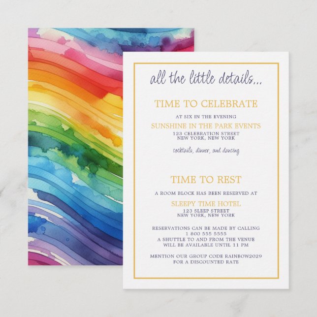 Rainbow Cake Wedding Enclosure Card (Front/Back)