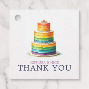 Rainbow Cake Wedding Favour Tags
