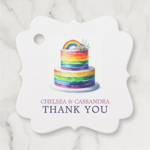 Rainbow Cake Wedding Favour Tags