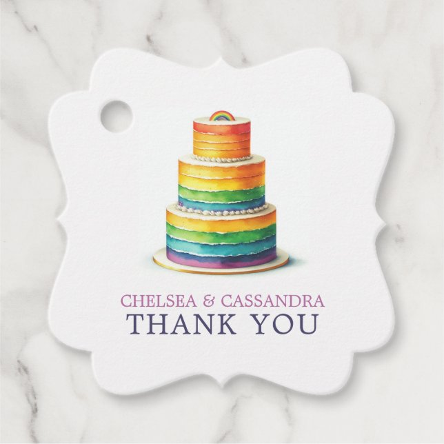 Rainbow Cake Wedding Favour Tags (Front)