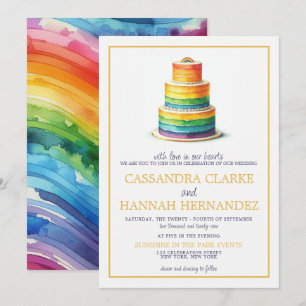 Rainbow Cake Wedding Invitation