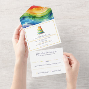Rainbow Cake Wedding Invitation