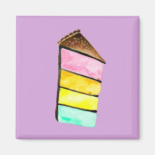 Rainbow cake yum watercolor cute art magnet
