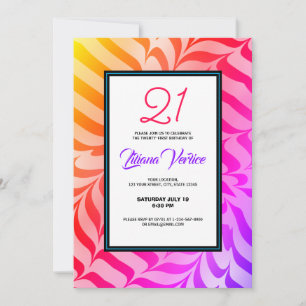 Rainbow Calligraphy Psychedelic Tiger Stripes Invitation